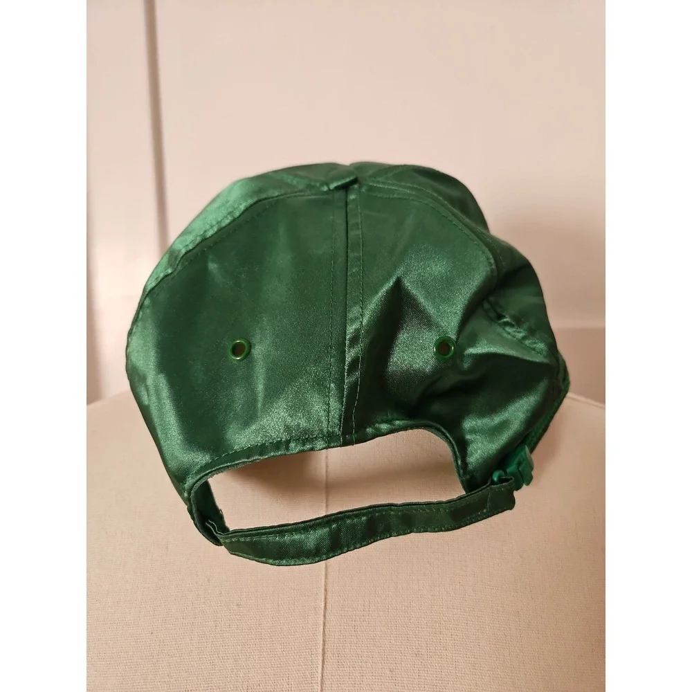KC Vintage Green Satin Baseball Hat Cap Braided Rope Snapback Adjustable Unisex